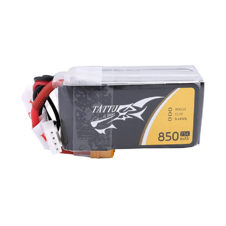 Tattu 850mAh 11.1V 75C 3S1P Lipo Battery Pack With XT30 Plug Tattu 850mAh 11.1V 75C 3S1P Lipo Battery Pack With XT30 Plug